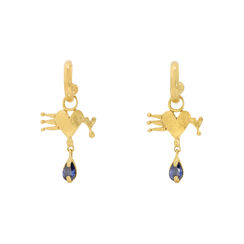 Blue cubic zirconia heart earrings by Ruby Jack